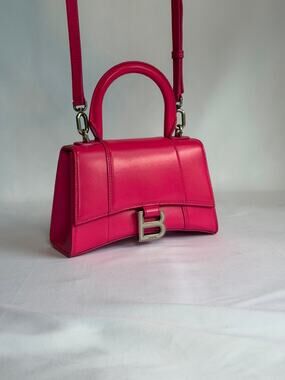 Balenciaga Hourglass XS Top Handle Bag Hot Pink Smooth Calfskin Crossbody